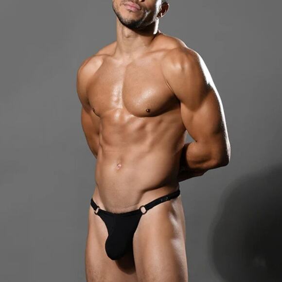 Andrew Christian Low Cut Ring Thong Large Black - Picture 2 of 10